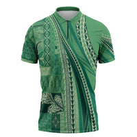 Pasifika Women's Day - Samoa Siapo Malu Tattoo Inspired Zipper Polo Shirt Jade