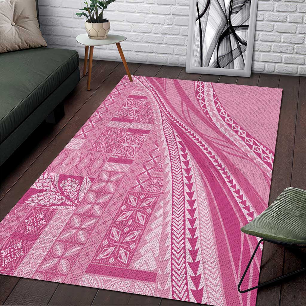 Pasifika Women's Day - Samoa Siapo Malu Tattoo Inspired Area Rug Pink