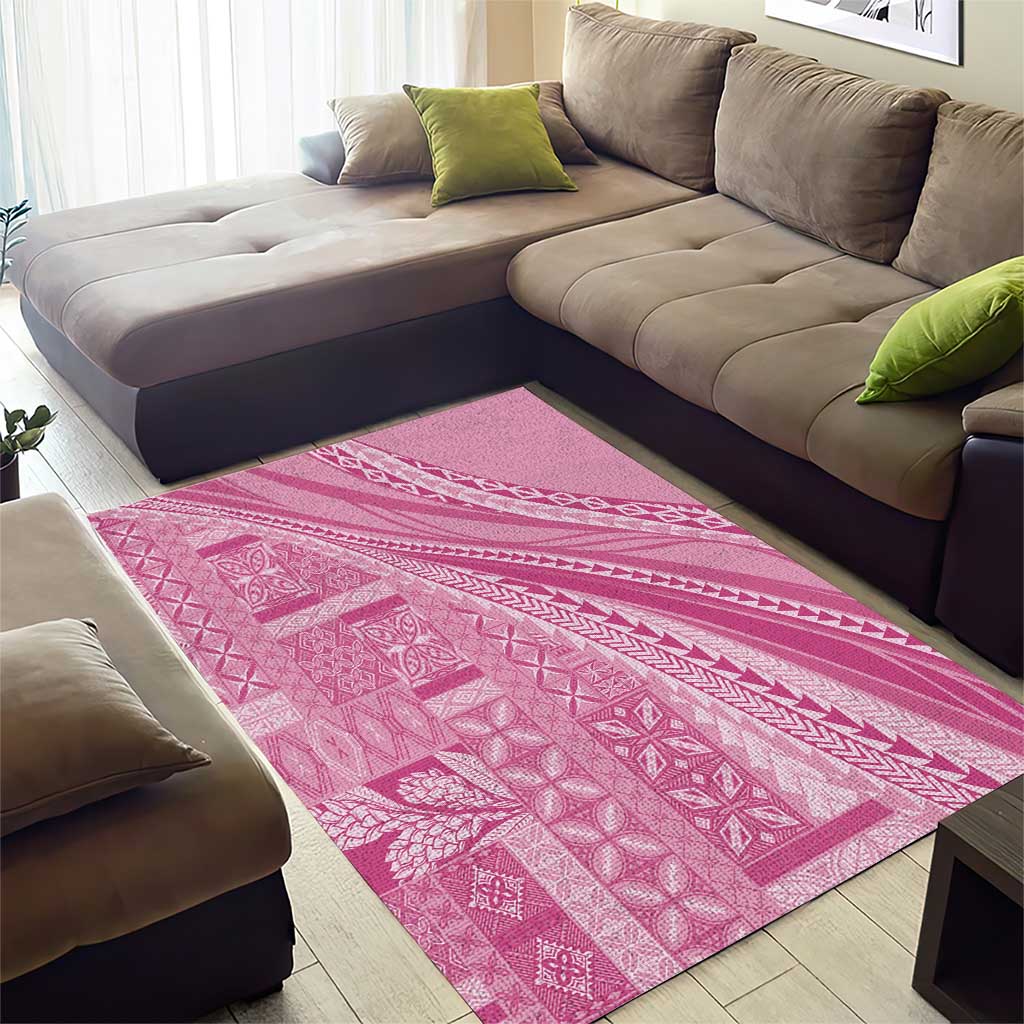 Pasifika Women's Day - Samoa Siapo Malu Tattoo Inspired Area Rug Pink