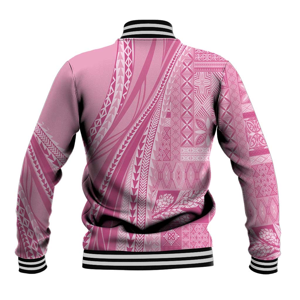 Pasifika Women's Day - Samoa Siapo Malu Tattoo Inspired Baseball Jacket Pink
