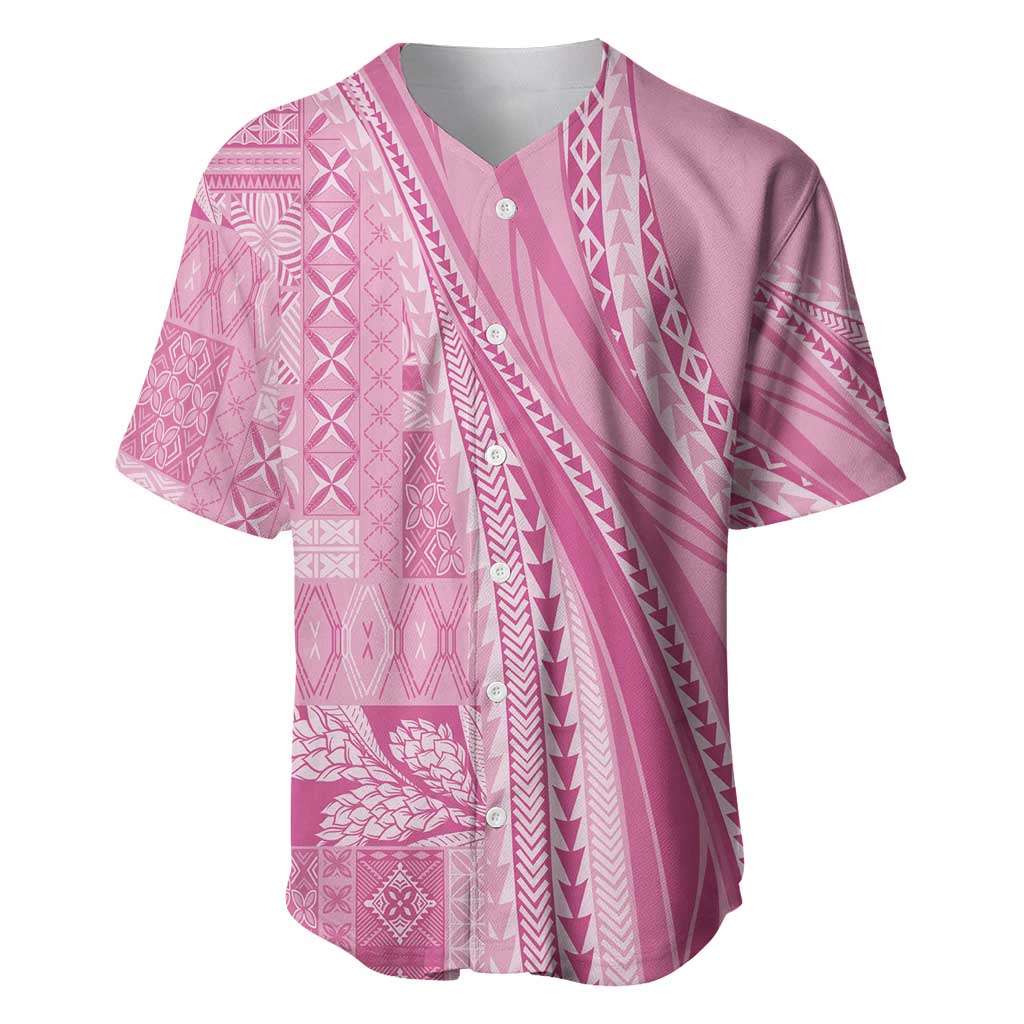 Pasifika Women's Day - Samoa Siapo Malu Tattoo Inspired Baseball Jersey Pink