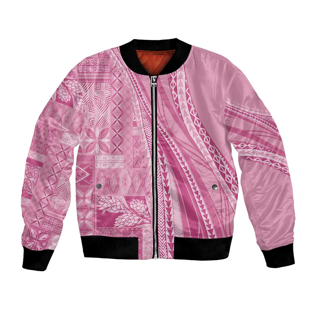 Pasifika Women's Day - Samoa Siapo Malu Tattoo Inspired Bomber Jacket Pink