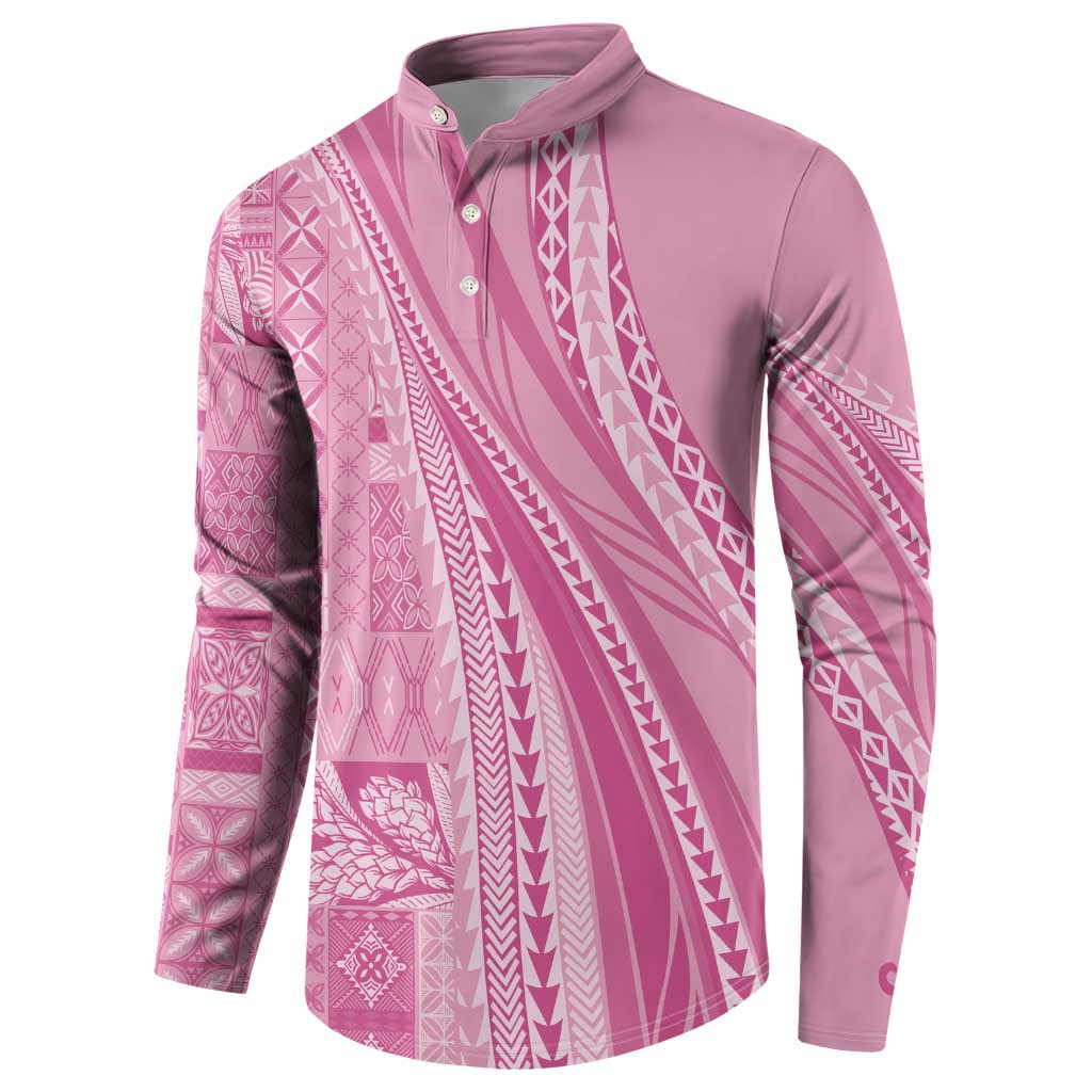 Pasifika Women's Day - Samoa Siapo Malu Tattoo Inspired Button Sweatshirt Pink