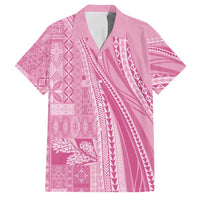 Pasifika Women's Day - Samoa Siapo Malu Tattoo Inspired Family Matching Long Sleeve Bodycon Dress and Hawaiian Shirt Pink LT7 Dad's Shirt - Short Sleeve Pink - Polynesian Pride