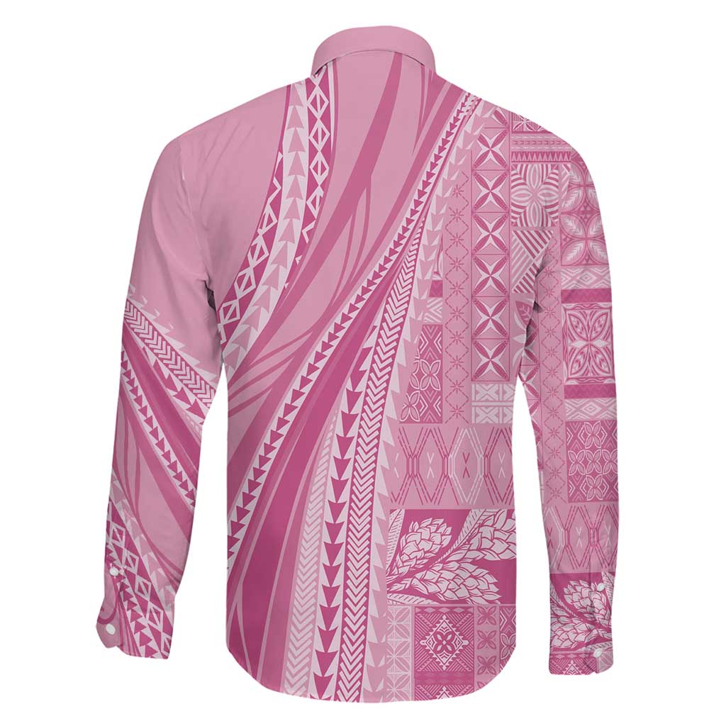 Pasifika Women's Day - Samoa Siapo Malu Tattoo Inspired Family Matching Long Sleeve Bodycon Dress and Hawaiian Shirt Pink LT7 - Polynesian Pride