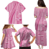 Pasifika Women's Day - Samoa Siapo Malu Tattoo Inspired Family Matching Puletasi and Hawaiian Shirt Pink LT7 - Polynesian Pride