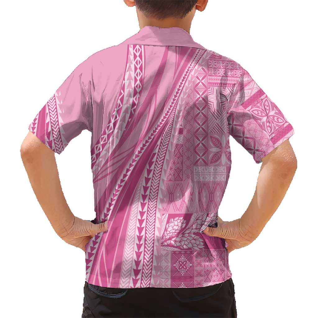 Pasifika Women's Day - Samoa Siapo Malu Tattoo Inspired Family Matching Tank Maxi Dress and Hawaiian Shirt Pink LT7 - Polynesian Pride