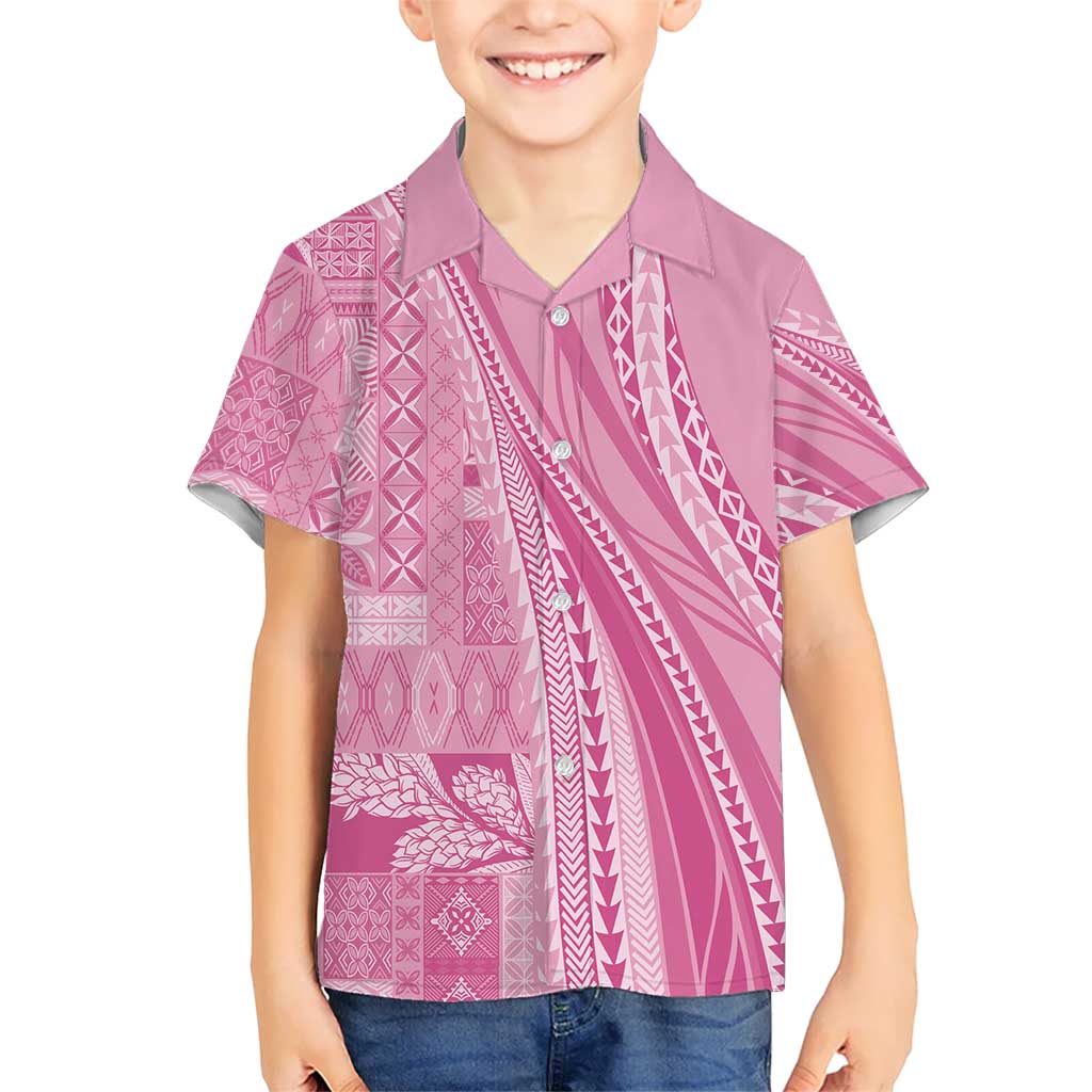 Pasifika Women's Day - Samoa Siapo Malu Tattoo Inspired Kid Hawaiian Shirt Pink