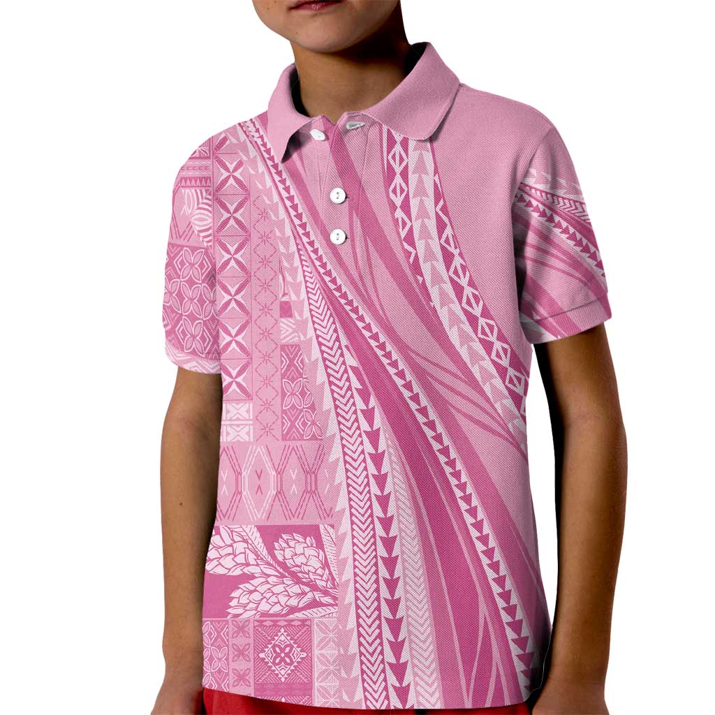 Pasifika Women's Day - Samoa Siapo Malu Tattoo Inspired Kid Polo Shirt Pink