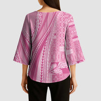 Pasifika Women's Day - Samoa Siapo Malu Tattoo Inspired Kimono Sleeve Blouse Pink