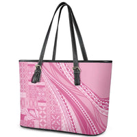 Pasifika Women's Day - Samoa Siapo Malu Tattoo Inspired Leather Tote Bag Pink