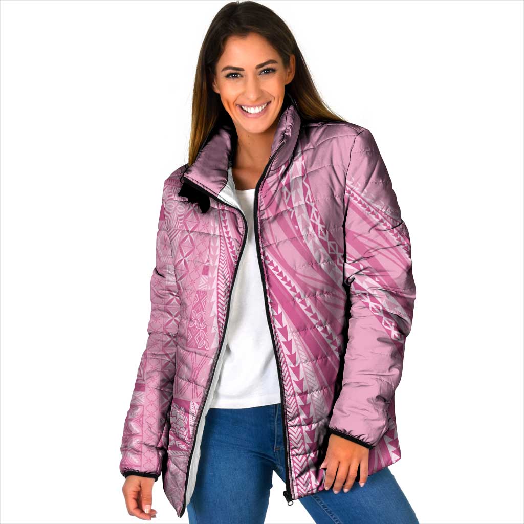 Pasifika Women's Day - Samoa Siapo Malu Tattoo Inspired Padded Jacket Pink