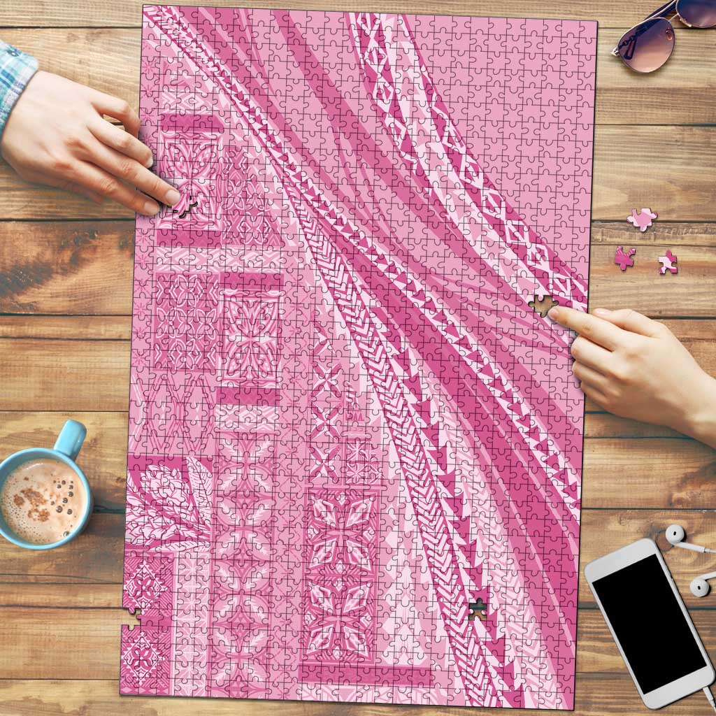 Pasifika Women's Day - Samoa Siapo Malu Tattoo Inspired Puzzle Pink
