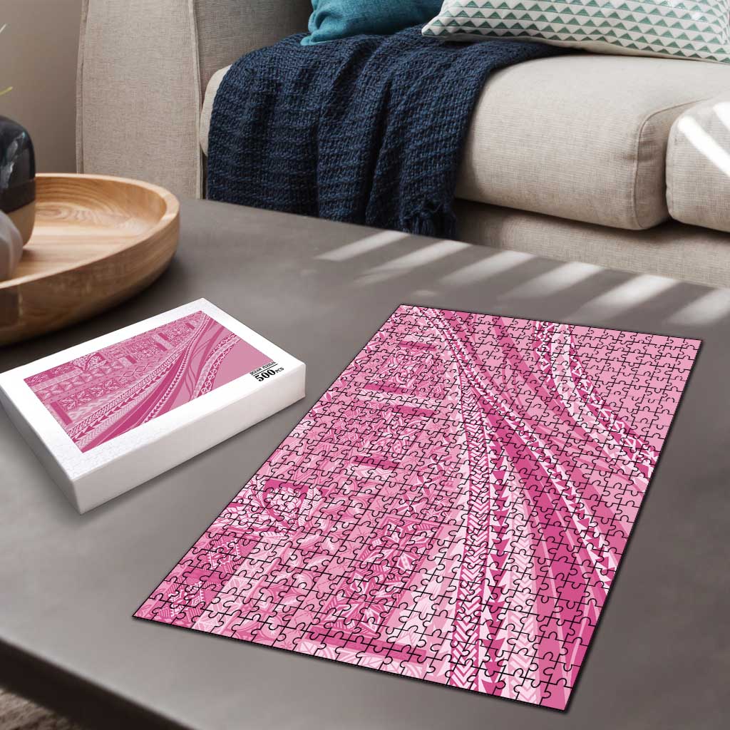 Pasifika Women's Day - Samoa Siapo Malu Tattoo Inspired Puzzle Pink