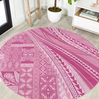 Pasifika Women's Day - Samoa Siapo Malu Tattoo Inspired Round Carpet Pink