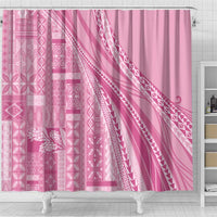 Pasifika Women's Day - Samoa Siapo Malu Tattoo Inspired Shower Curtain Pink
