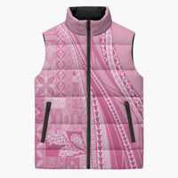 Pasifika Women's Day - Samoa Siapo Malu Tattoo Inspired Sleeveless Puffer Jacket Pink