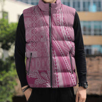 Pasifika Women's Day - Samoa Siapo Malu Tattoo Inspired Sleeveless Puffer Jacket Pink