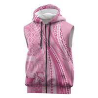 Pasifika Women's Day - Samoa Siapo Malu Tattoo Inspired Sleeveless Zip Hoodie Pink