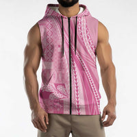 Pasifika Women's Day - Samoa Siapo Malu Tattoo Inspired Sleeveless Zip Hoodie Pink