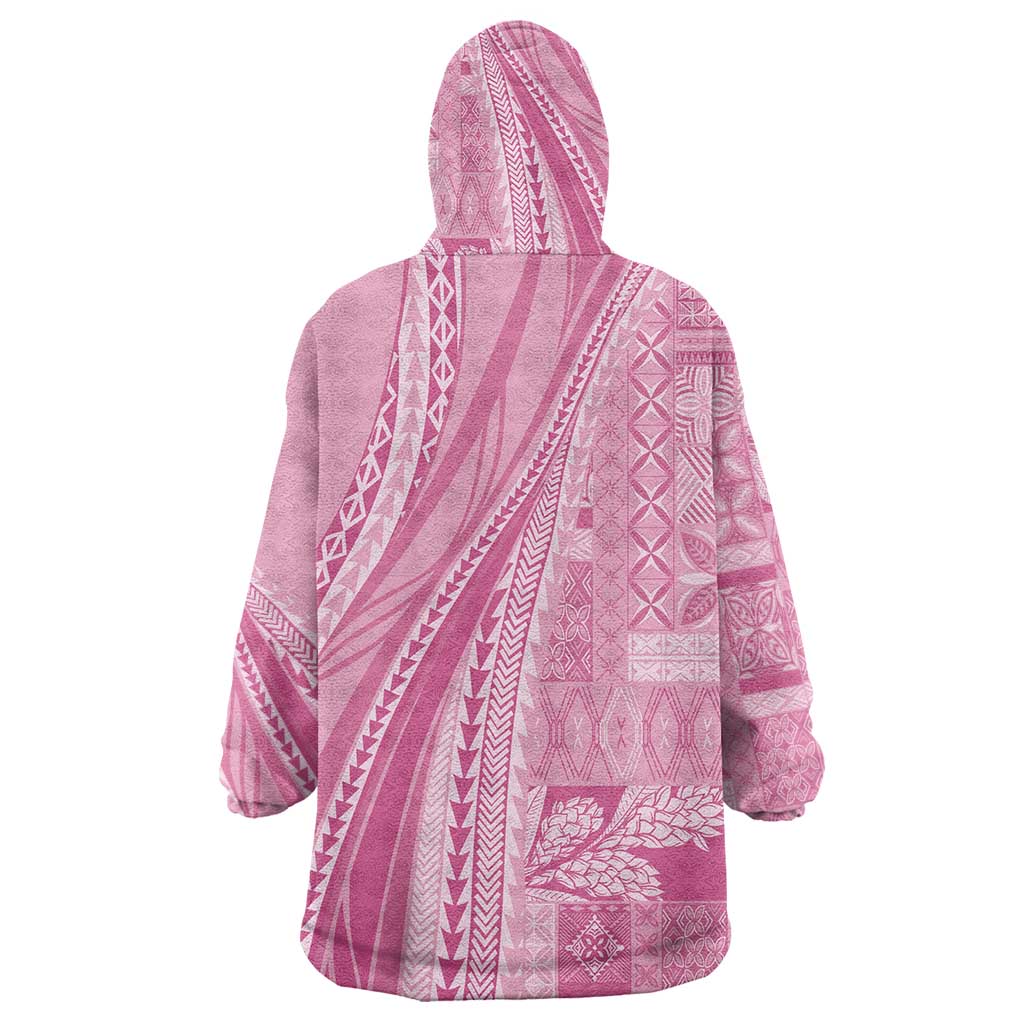 Pasifika Women's Day - Samoa Siapo Malu Tattoo Inspired Wearable Blanket Hoodie Pink