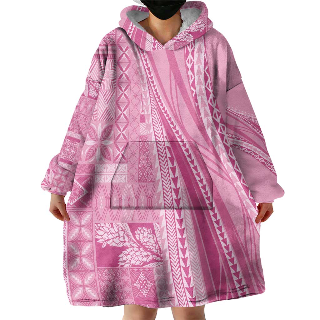 Pasifika Women's Day - Samoa Siapo Malu Tattoo Inspired Wearable Blanket Hoodie Pink