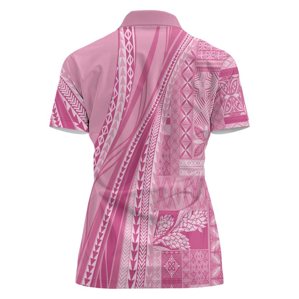 Pasifika Women's Day - Samoa Siapo Malu Tattoo Inspired Women Polo Shirt Pink