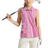 Pasifika Women's Day - Samoa Siapo Malu Tattoo Inspired Women Sleeveless Polo Shirt Pink