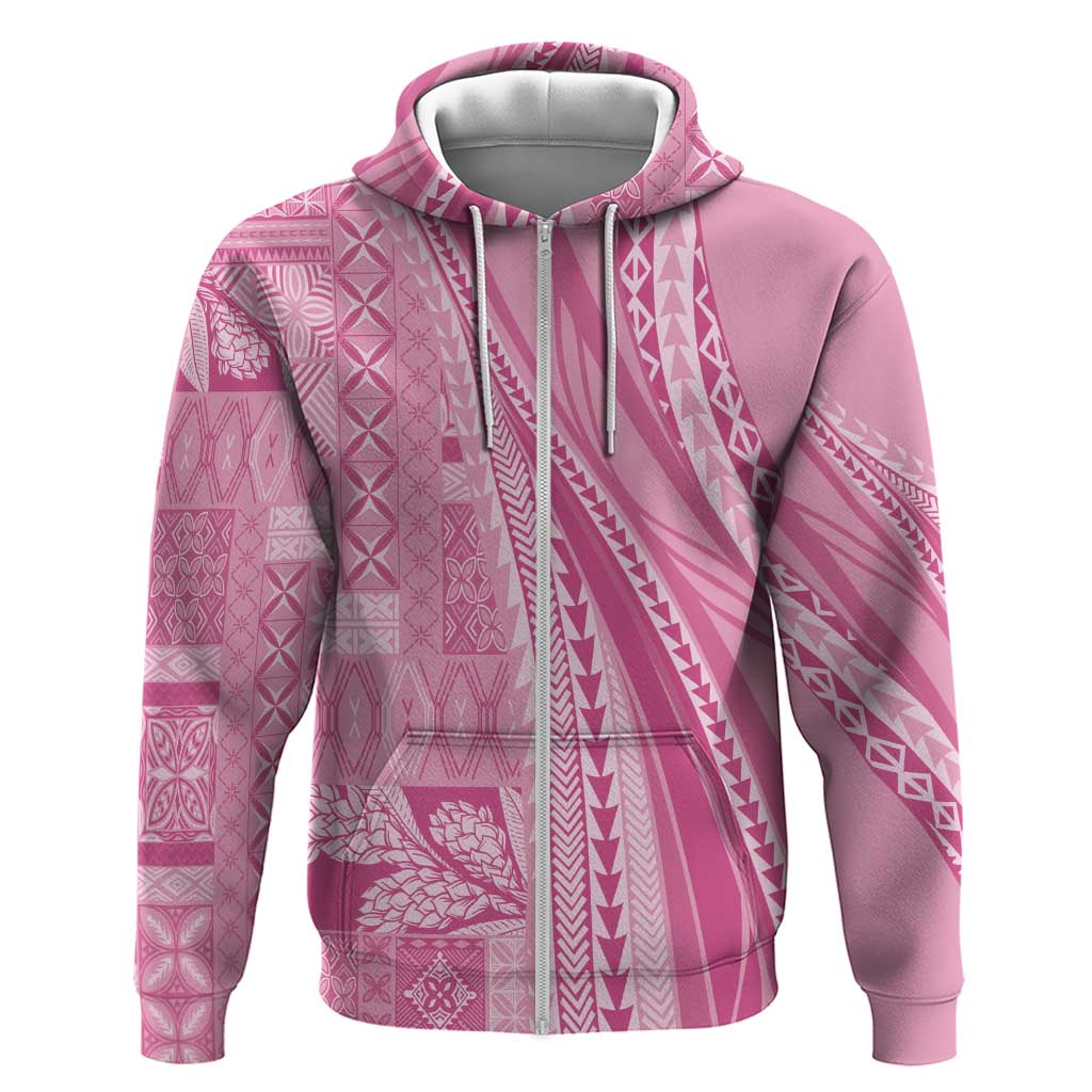 Pasifika Women's Day - Samoa Siapo Malu Tattoo Inspired Zip Hoodie Pink