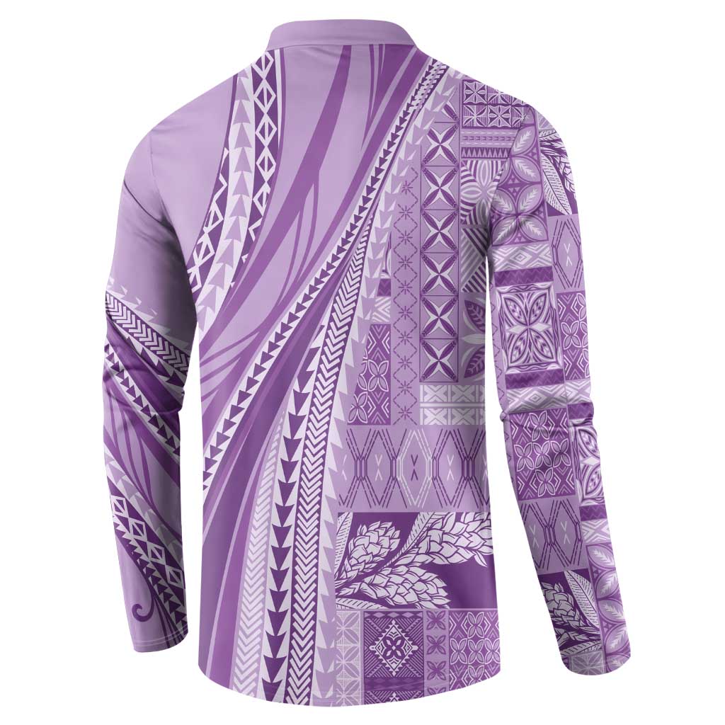 Pasifika Women's Day - Samoa Siapo Malu Tattoo Inspired Button Sweatshirt Lavender