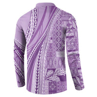 Pasifika Women's Day - Samoa Siapo Malu Tattoo Inspired Button Sweatshirt Lavender