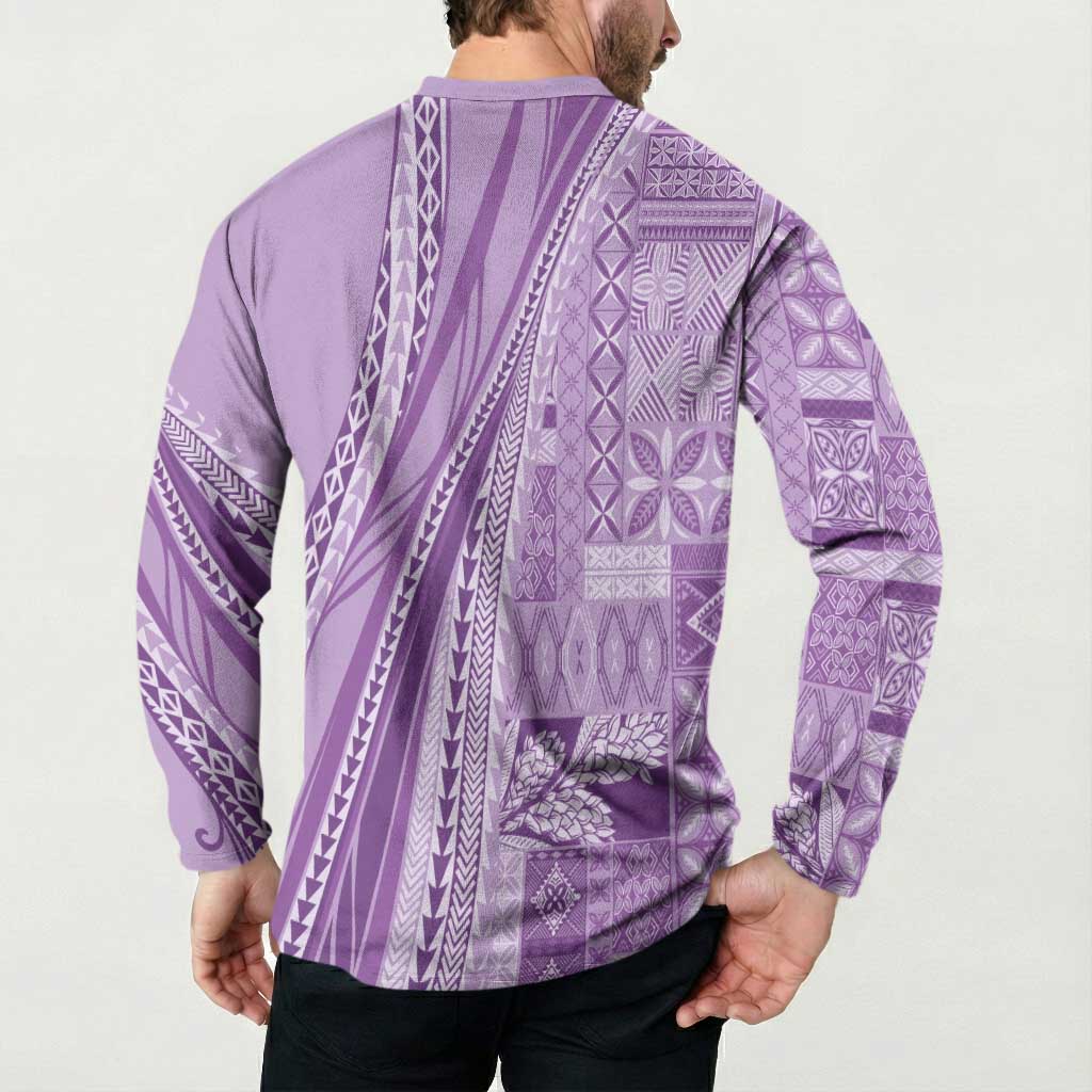 Pasifika Women's Day - Samoa Siapo Malu Tattoo Inspired Button Sweatshirt Lavender