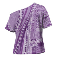 Pasifika Women's Day - Samoa Siapo Malu Tattoo Inspired Cross Shoulder Shirt Lavender