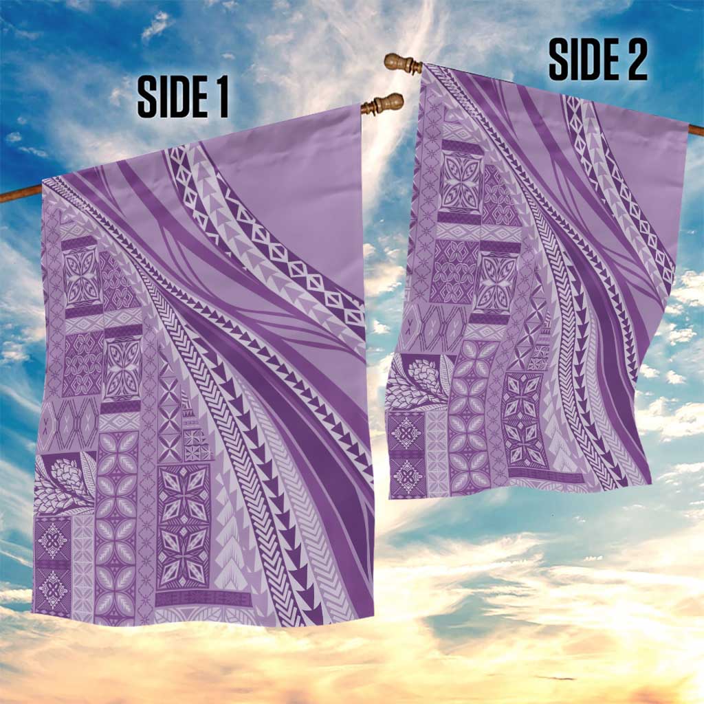 Pasifika Women's Day - Samoa Siapo Malu Tattoo Inspired Garden Flag Lavender