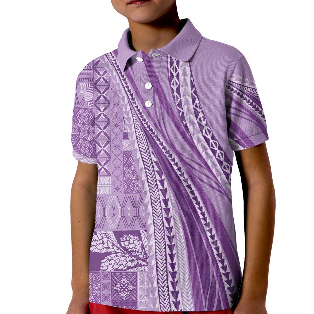 Pasifika Women's Day - Samoa Siapo Malu Tattoo Inspired Kid Polo Shirt Lavender