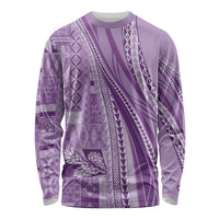 Pasifika Women's Day - Samoa Siapo Malu Tattoo Inspired Long Sleeve Shirt Lavender