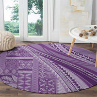 Pasifika Women's Day - Samoa Siapo Malu Tattoo Inspired Round Carpet Lavender