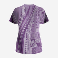 Pasifika Women's Day - Samoa Siapo Malu Tattoo Inspired Scrub Top Lavender