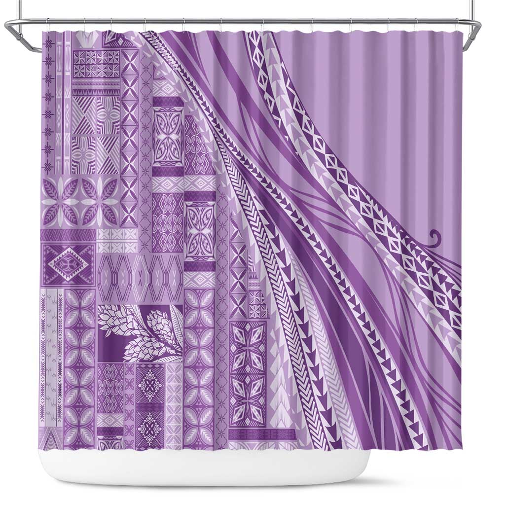 Pasifika Women's Day - Samoa Siapo Malu Tattoo Inspired Shower Curtain Lavender