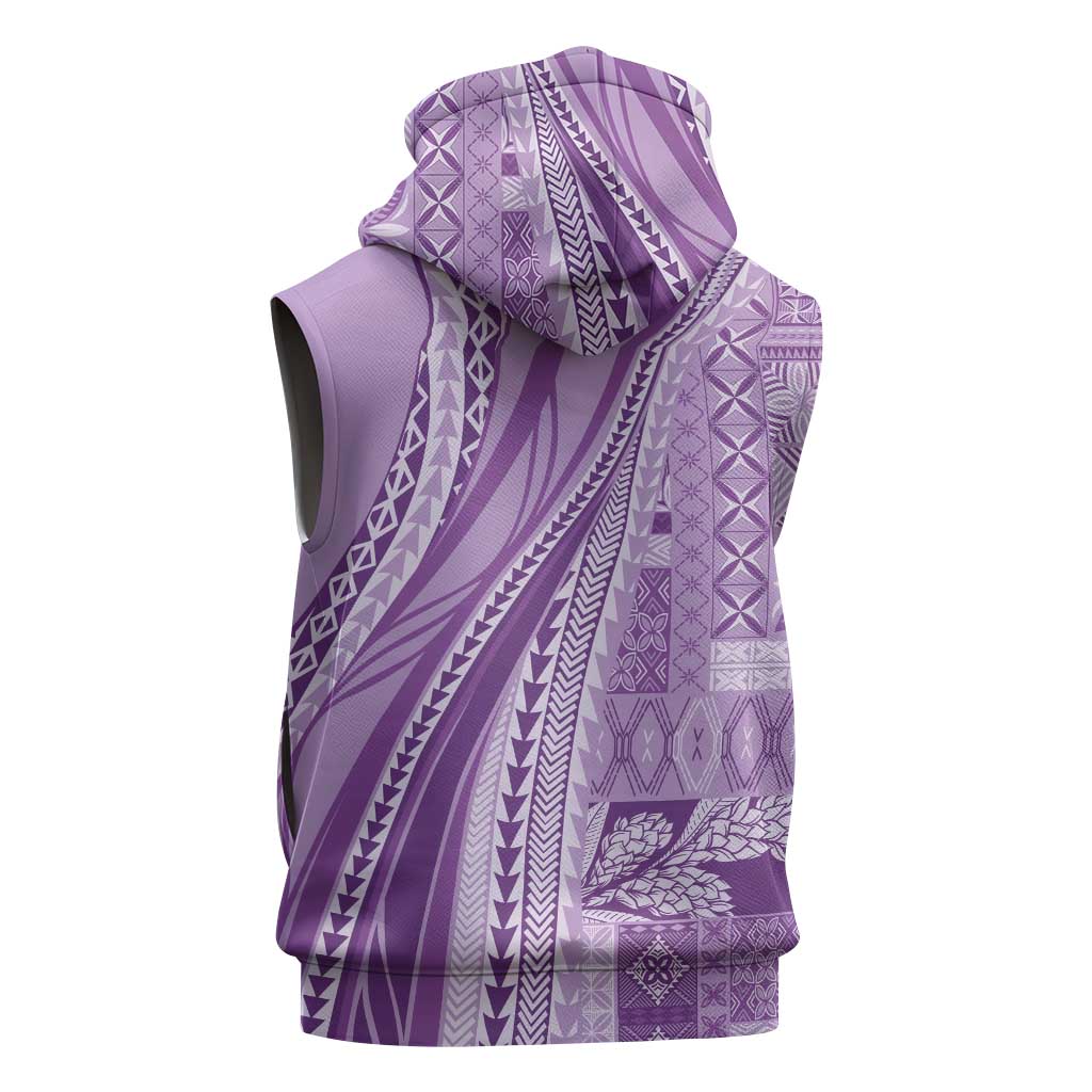 Pasifika Women's Day - Samoa Siapo Malu Tattoo Inspired Sleeveless Zip Hoodie Lavender