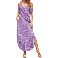 Pasifika Women's Day - Samoa Siapo Malu Tattoo Inspired Summer Maxi Dress Lavender