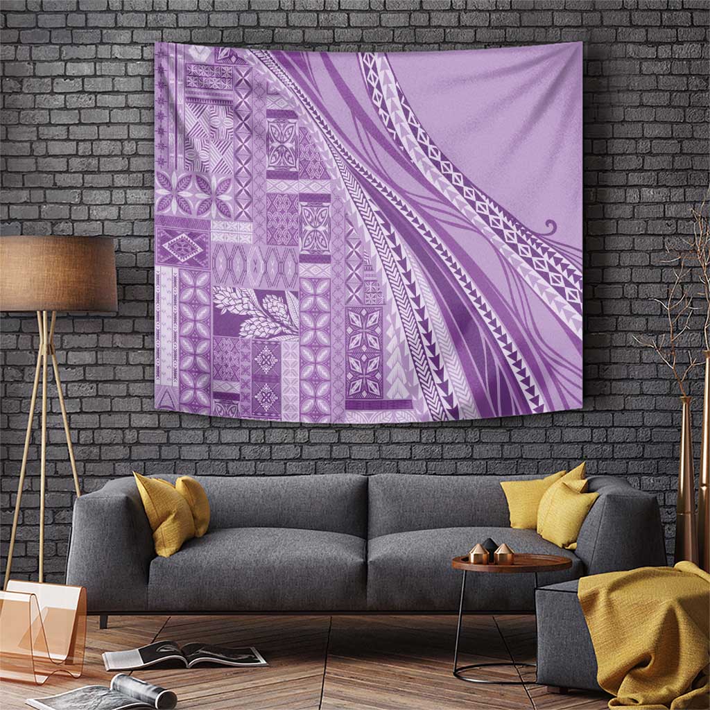 Pasifika Women's Day - Samoa Siapo Malu Tattoo Inspired Tapestry Lavender