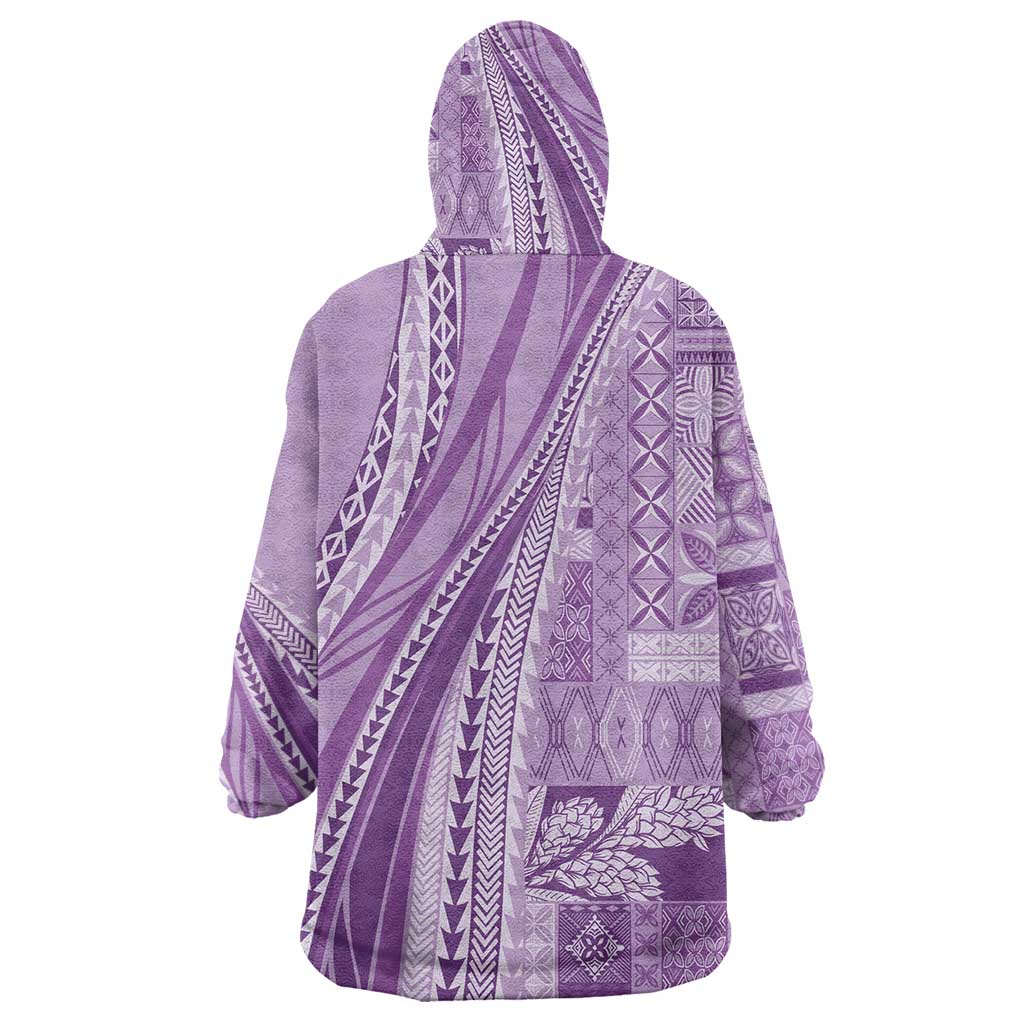 Pasifika Women's Day - Samoa Siapo Malu Tattoo Inspired Wearable Blanket Hoodie Lavender