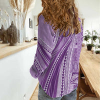 Pasifika Women's Day - Samoa Siapo Malu Tattoo Inspired Women Casual Shirt Lavender