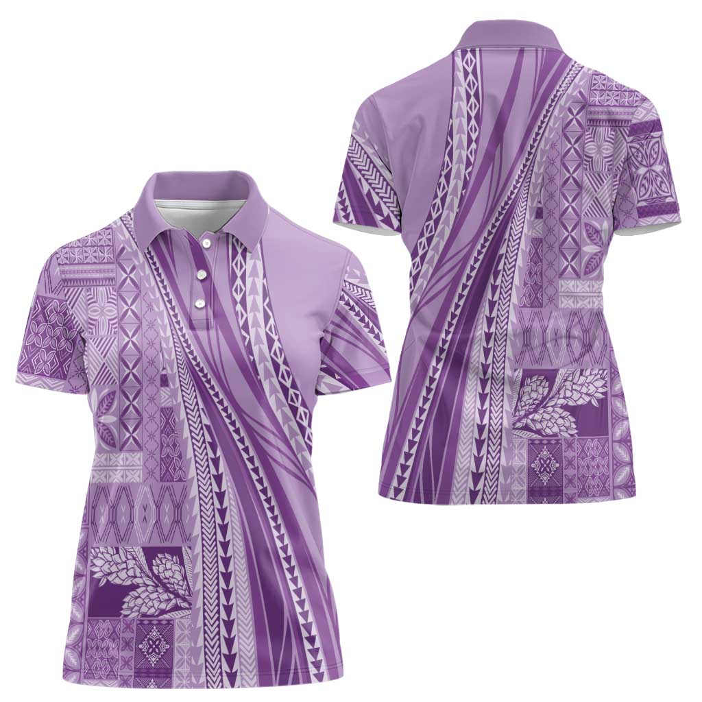 Pasifika Women's Day - Samoa Siapo Malu Tattoo Inspired Women Polo Shirt Lavender