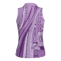 Pasifika Women's Day - Samoa Siapo Malu Tattoo Inspired Women Sleeveless Polo Shirt Lavender