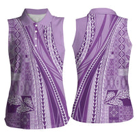 Pasifika Women's Day - Samoa Siapo Malu Tattoo Inspired Women Sleeveless Polo Shirt Lavender