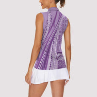 Pasifika Women's Day - Samoa Siapo Malu Tattoo Inspired Women Sleeveless Polo Shirt Lavender