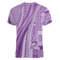 Pasifika Women's Day - Samoa Siapo Malu Tattoo Inspired Women V-Neck T-Shirt Lavender