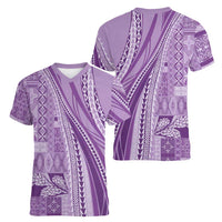 Pasifika Women's Day - Samoa Siapo Malu Tattoo Inspired Women V-Neck T-Shirt Lavender